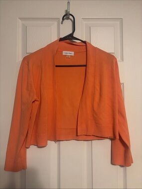Calvin Klein Women's Cropped Open-Front Cardigan - Orange